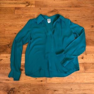 Haute Hippie teal button up blouse, size large